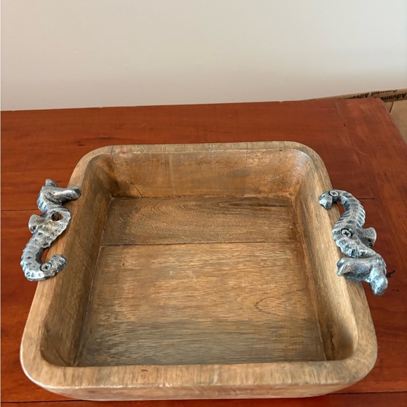 Tommy Bahama Wooden Tray Seahorse Handles Coastal Beach Decor Wood Serving Tray - Picture 4 of 9